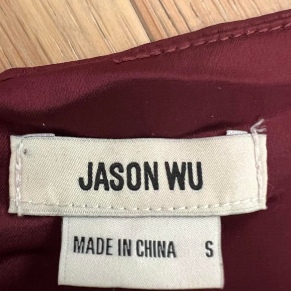 NWT JASON WU  Burgundy Plunging U-Neckline Halter Satin Dress - Small - Picture 5 of 16